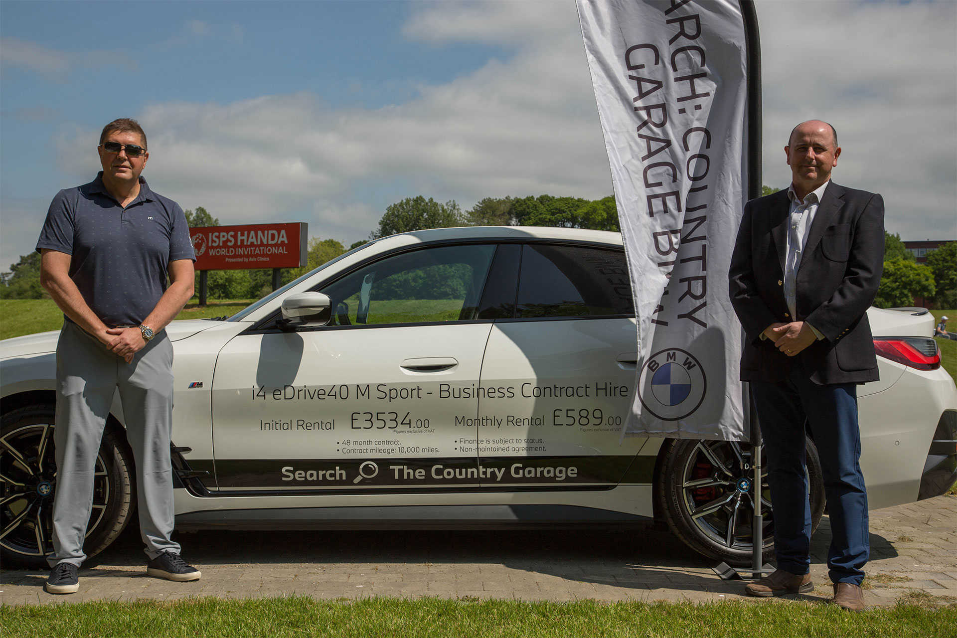 Country Garage BMW owner James Walker pictured with Gary Henry, Managing Director Galgorm at a recent photocall at Galgorm where the BMW Country Garage NI Open presented by Modest! Golf will take place from June 20-22, 2023